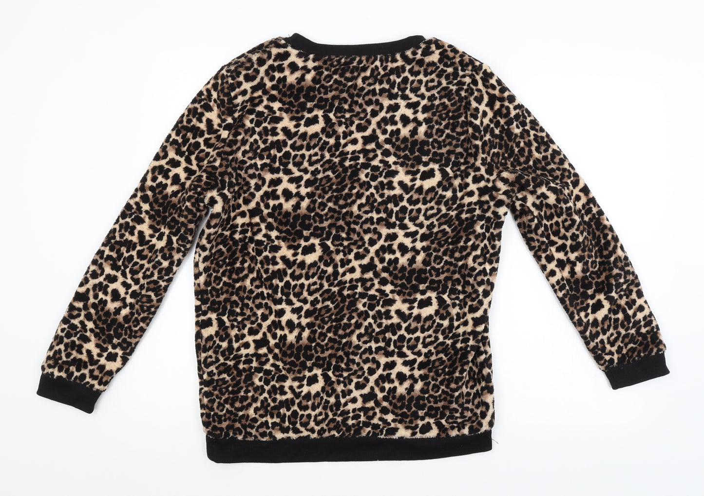 LOVE TO LOUNGE Womens Brown Animal Print  Pullover Sweatshirt Size 14
