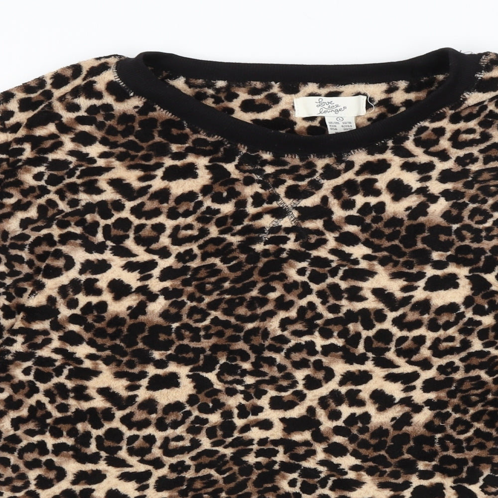 LOVE TO LOUNGE Womens Brown Animal Print  Pullover Sweatshirt Size 14