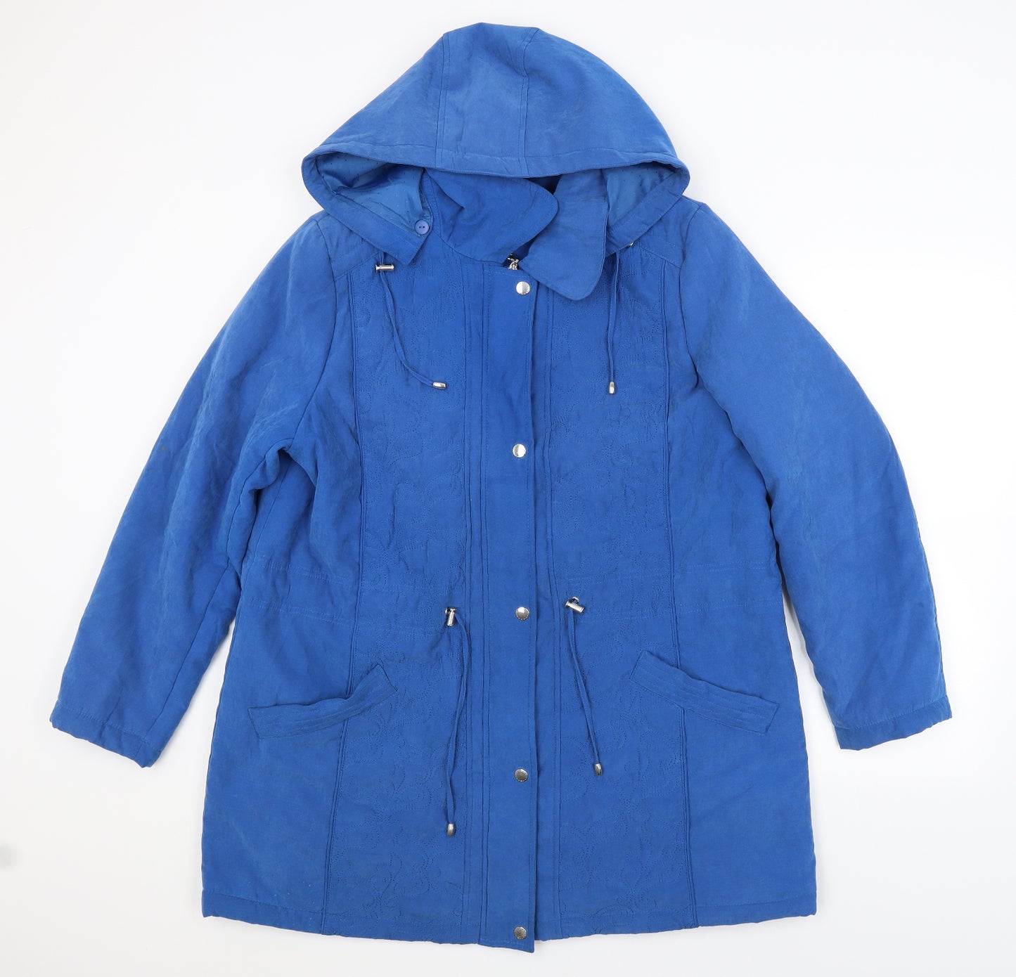 Bonmarché Womens Blue Paisley  Overcoat Coat Size 18