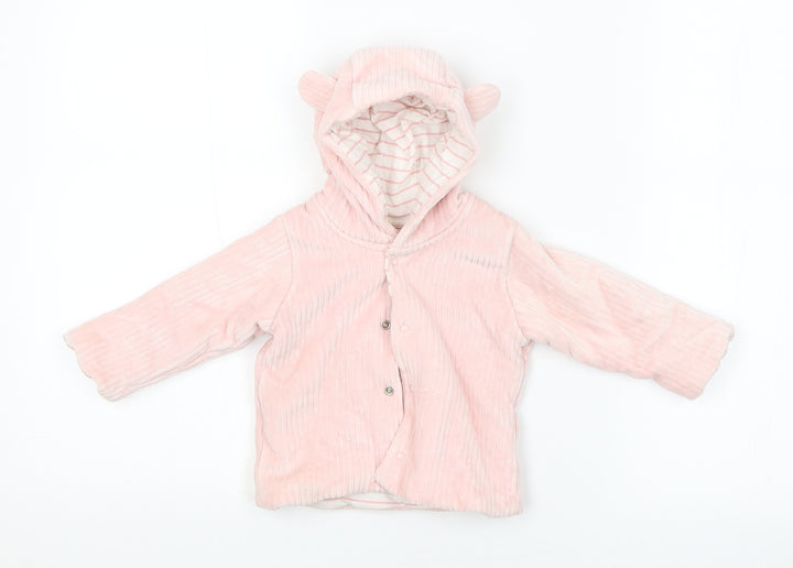 M&S Girls Pink   Basic Coat Coat Size 3-6 Months