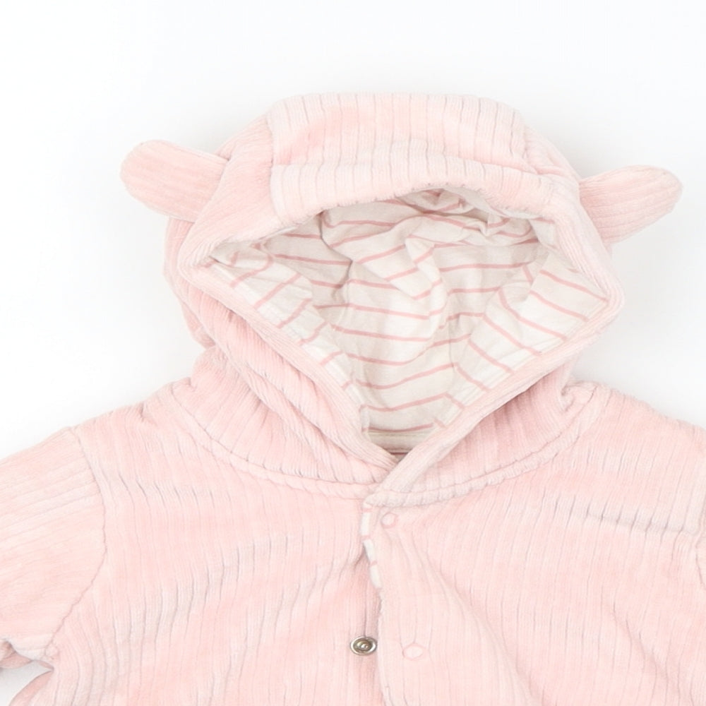 M&S Girls Pink   Basic Coat Coat Size 3-6 Months