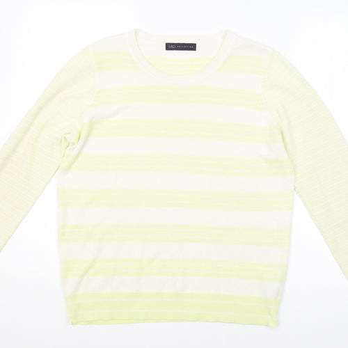 M&S Womens Yellow Striped  Pullover Jumper Size 12
