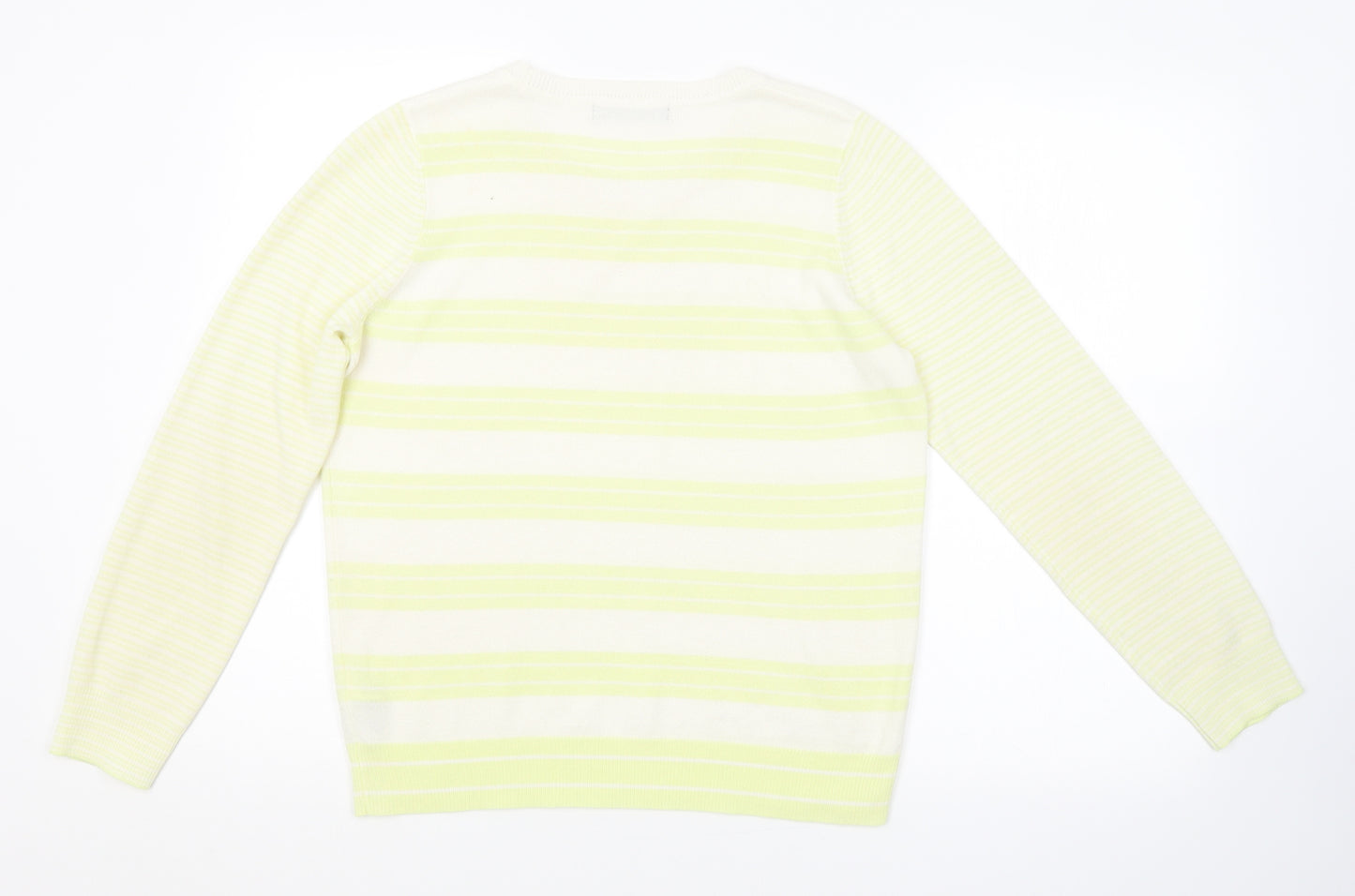 M&S Womens Yellow Striped  Pullover Jumper Size 12