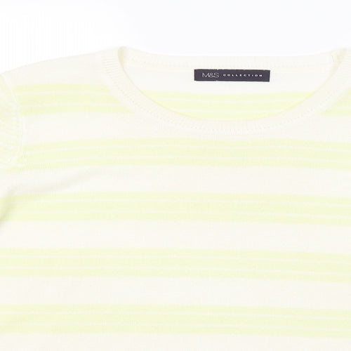 M&S Womens Yellow Striped  Pullover Jumper Size 12