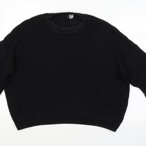 H&M Womens Black Striped  Pullover Jumper Size L