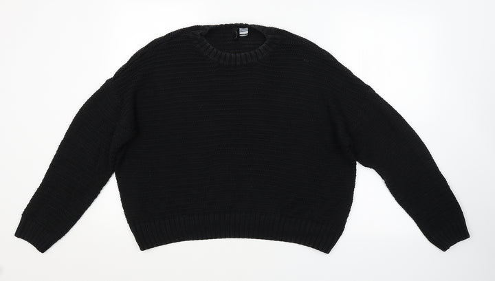 H&M Womens Black Striped  Pullover Jumper Size L