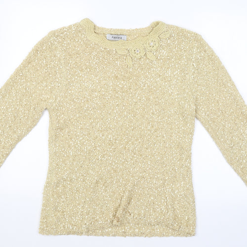 ALEXARA Womens Gold   Pullover Jumper Size L