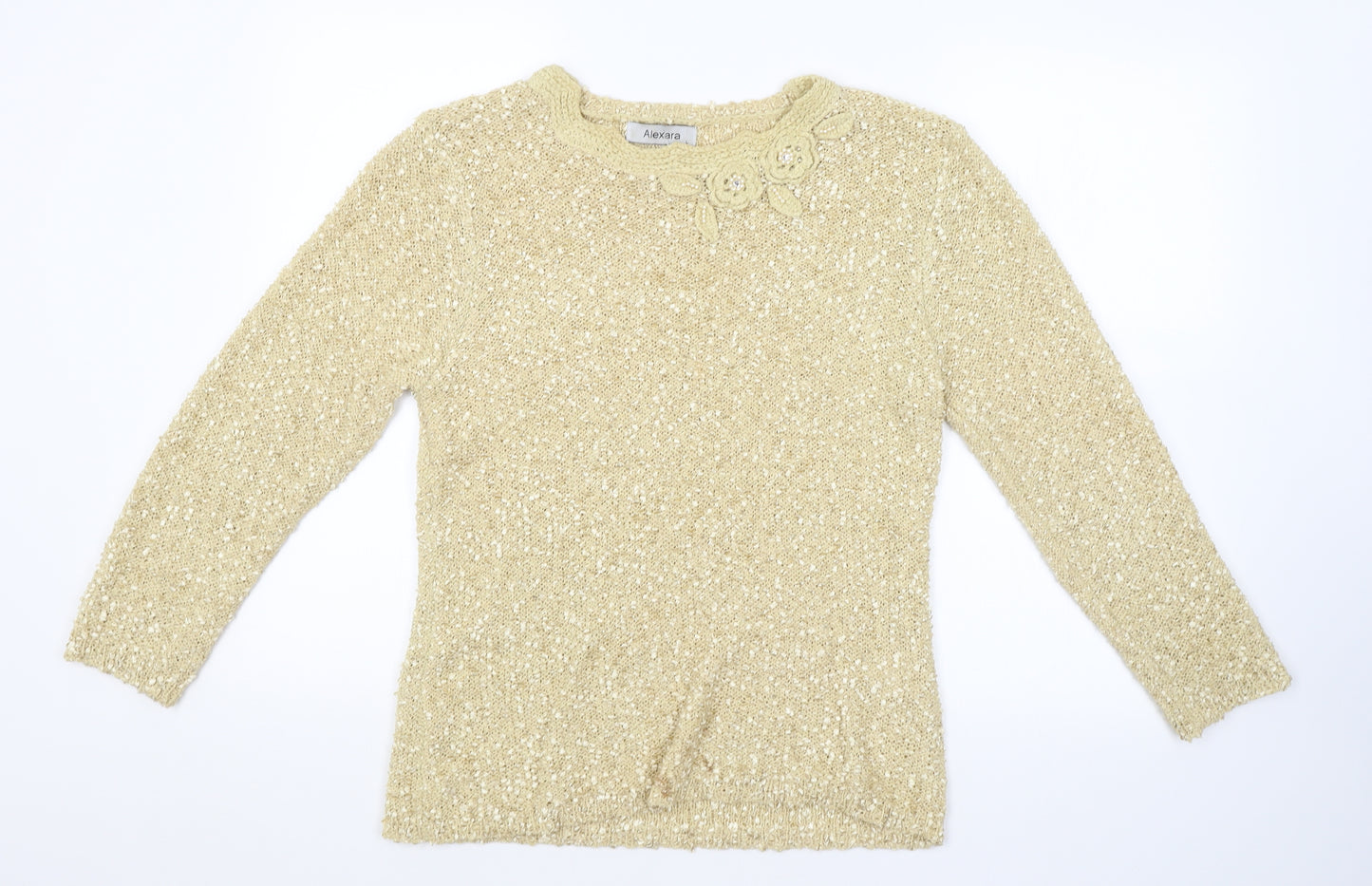 ALEXARA Womens Gold   Pullover Jumper Size L
