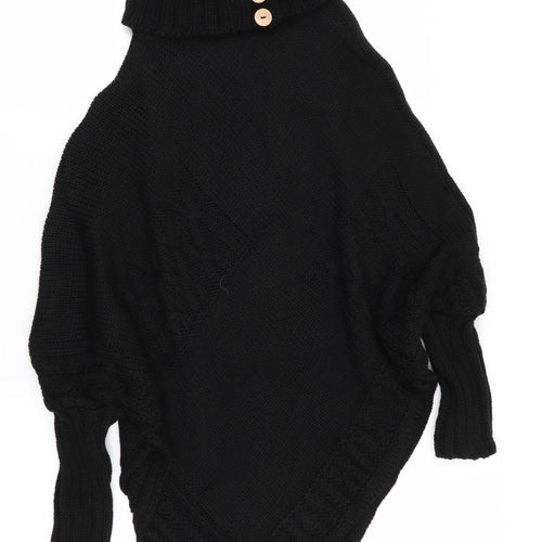 Preworn Womens Black   Pullover Jumper   - Batwing Sleeve - side splits
