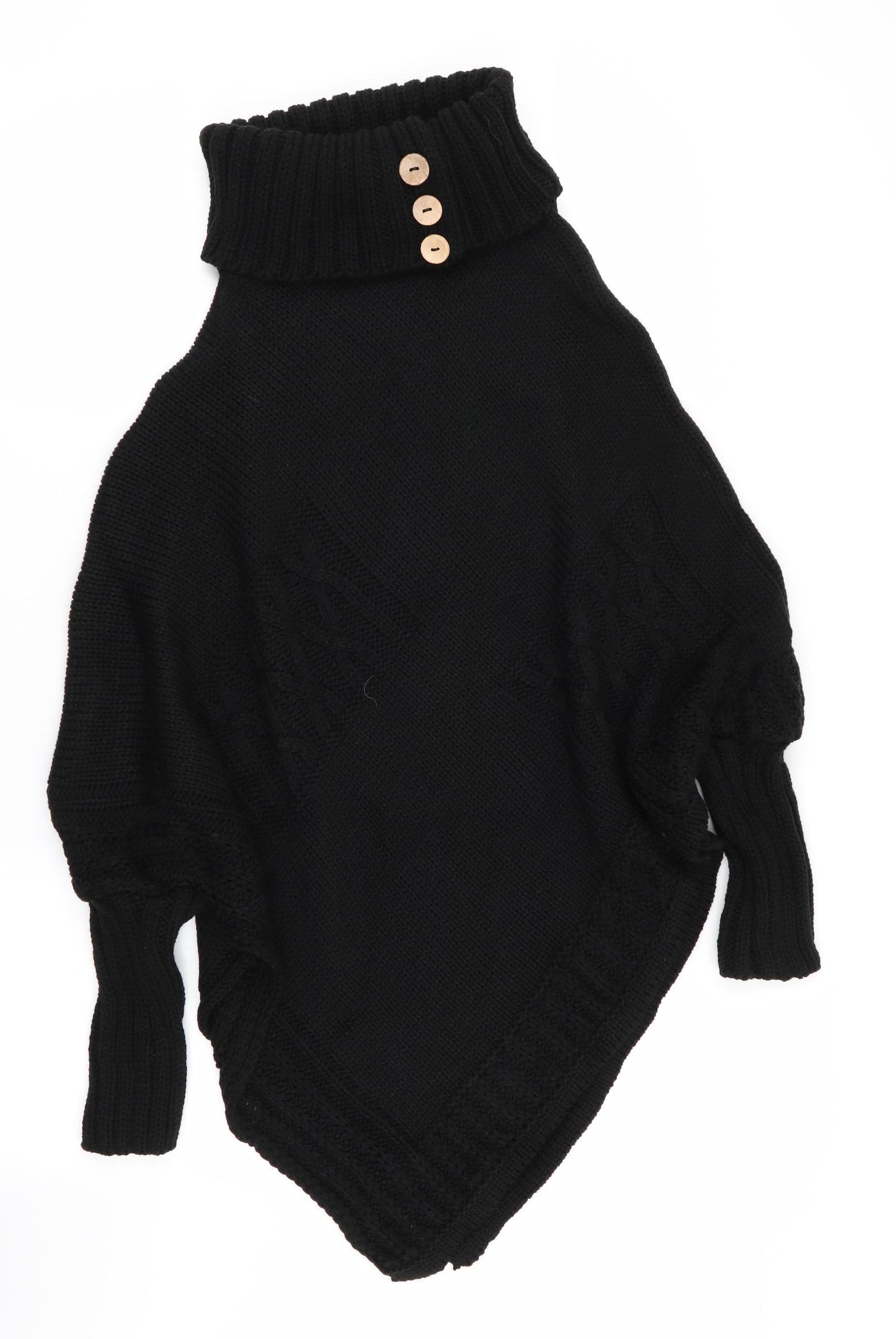 Preworn Womens Black   Pullover Jumper   - Batwing Sleeve - side splits