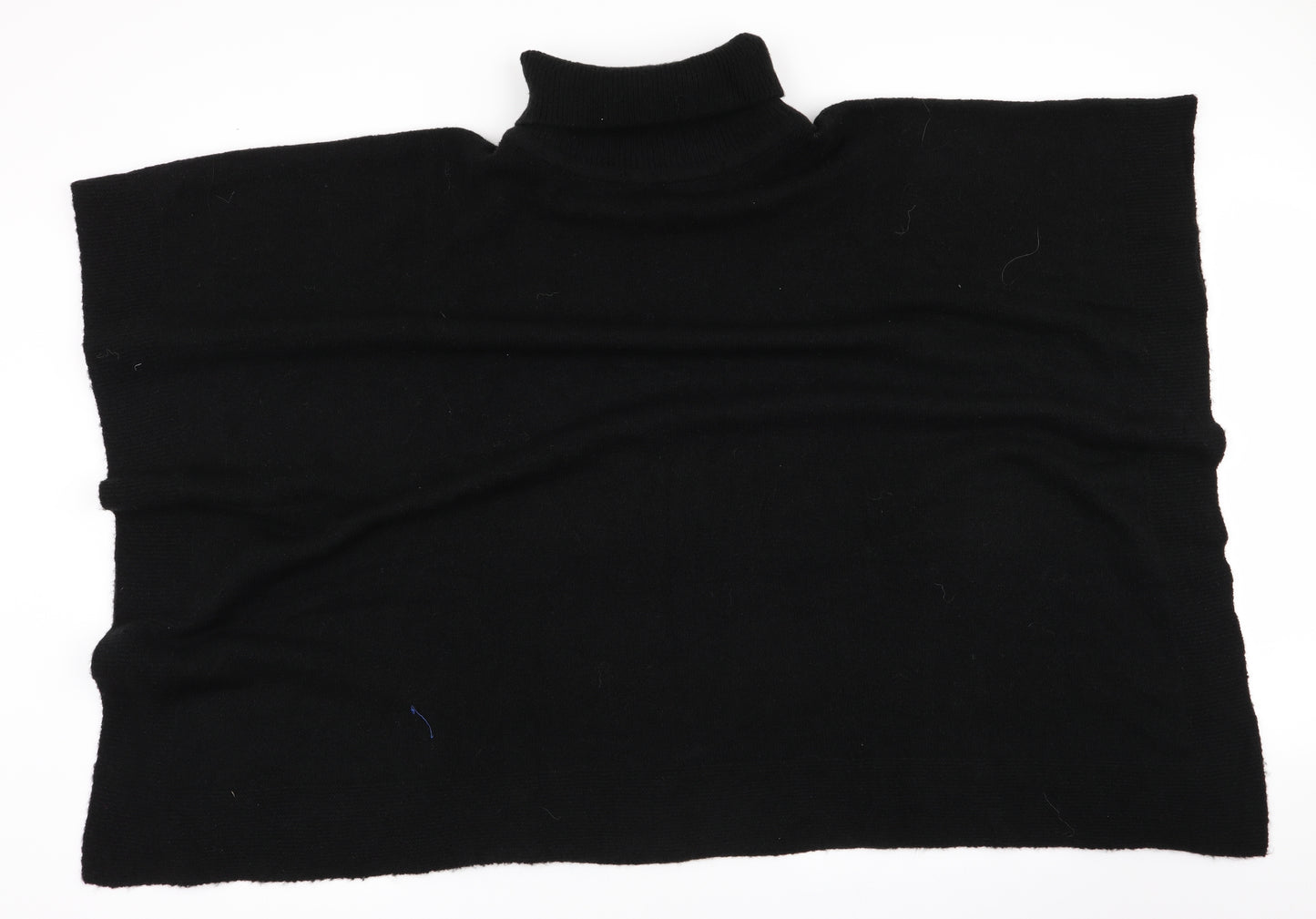 Preworn Womens Black   Overcoat Poncho One Size  - Roll Neck Poncho