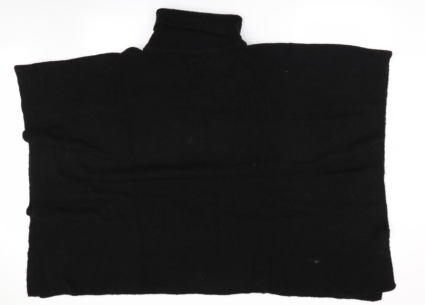 Preworn Womens Black   Overcoat Poncho One Size  - Roll Neck Poncho