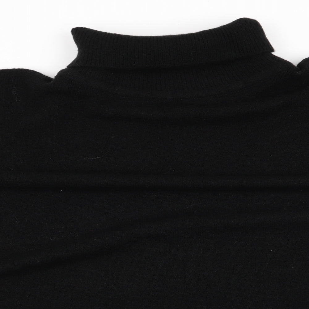 Preworn Womens Black   Overcoat Poncho One Size  - Roll Neck Poncho