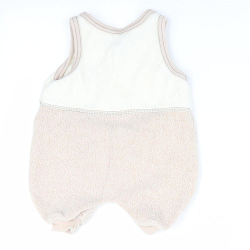 BHS Boys Beige Animal Print  Dungaree One-Piece Size 3-6 Months  - Dog Logo