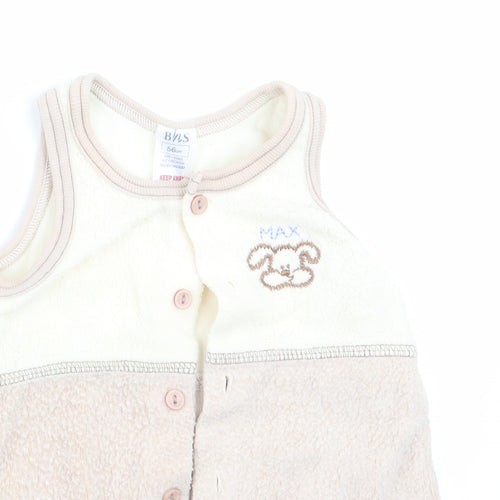 BHS Boys Beige Animal Print  Dungaree One-Piece Size 3-6 Months  - Dog Logo