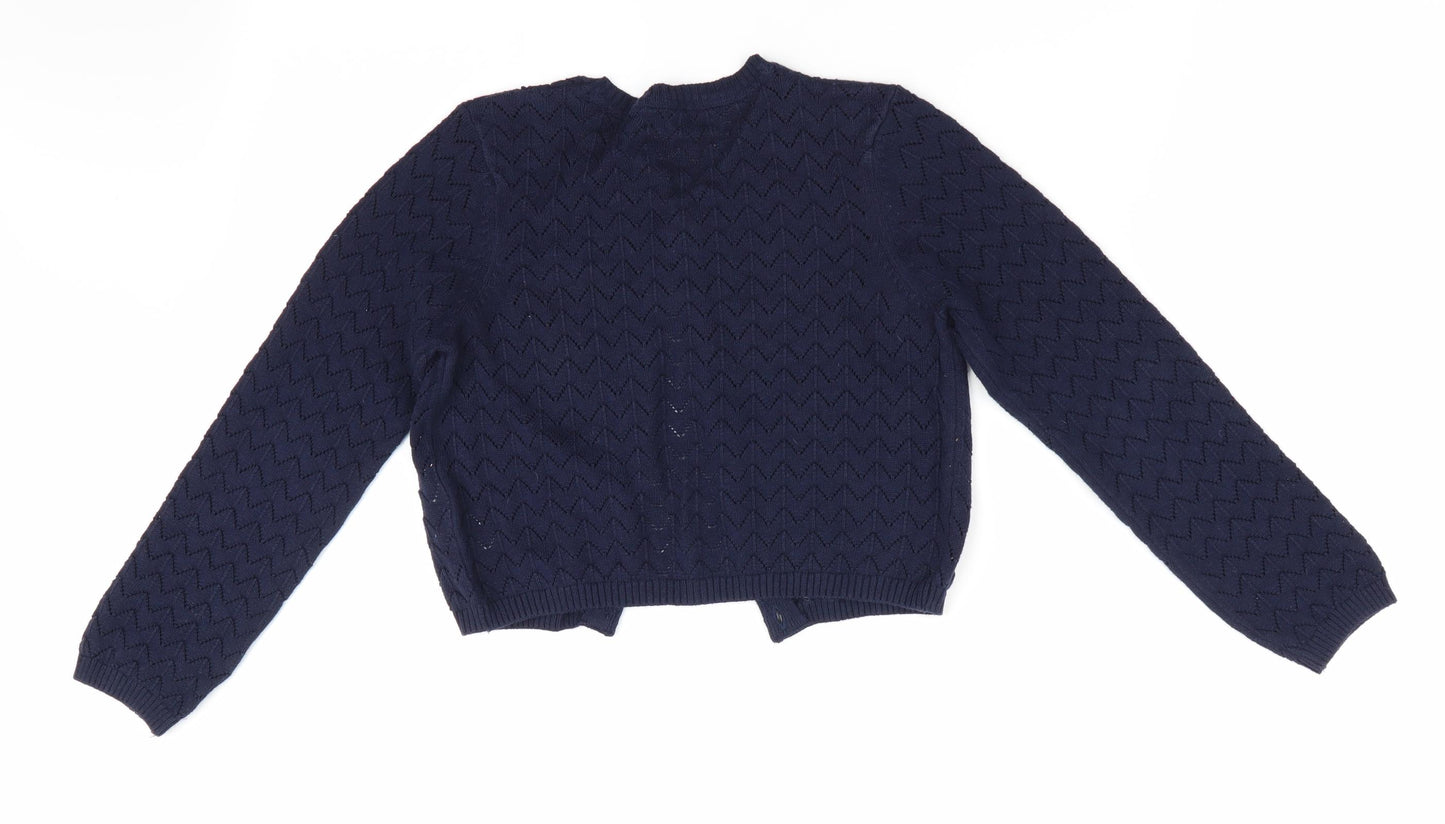Marks and Spencer Girls Blue Geometric  Cardigan Jumper Size 6-7 Years