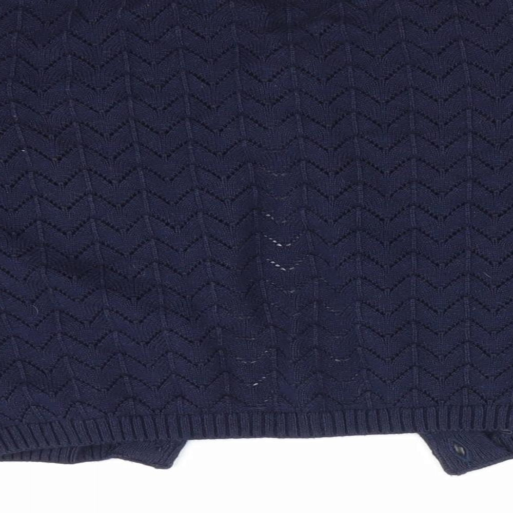 Marks and Spencer Girls Blue Geometric  Cardigan Jumper Size 6-7 Years