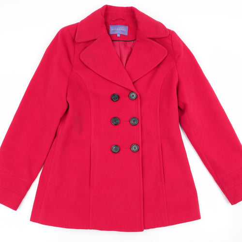Automany Womens Red   Overcoat Coat Size 12