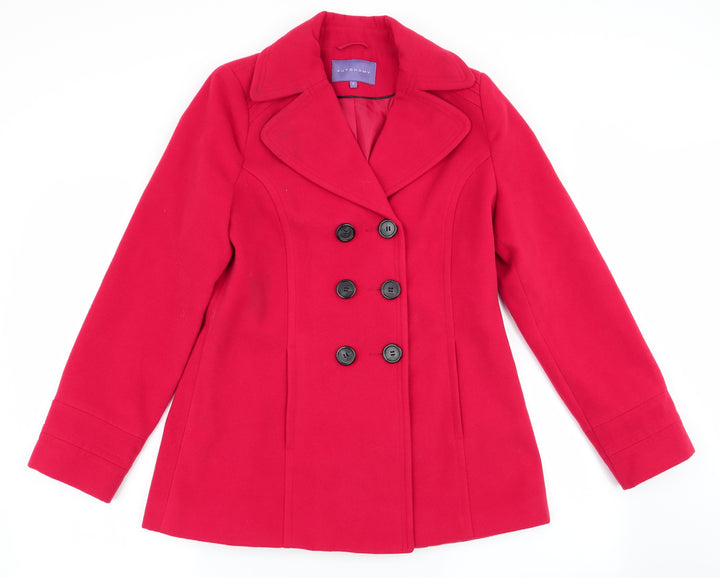 Automany Womens Red   Overcoat Coat Size 12