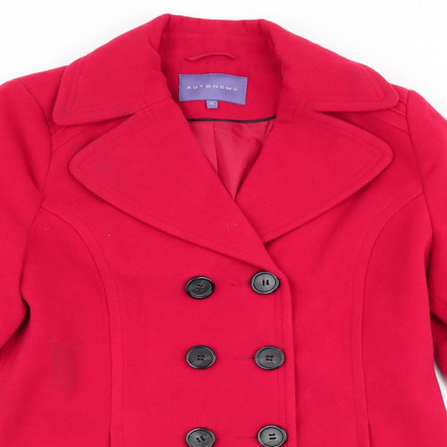 Automany Womens Red   Overcoat Coat Size 12
