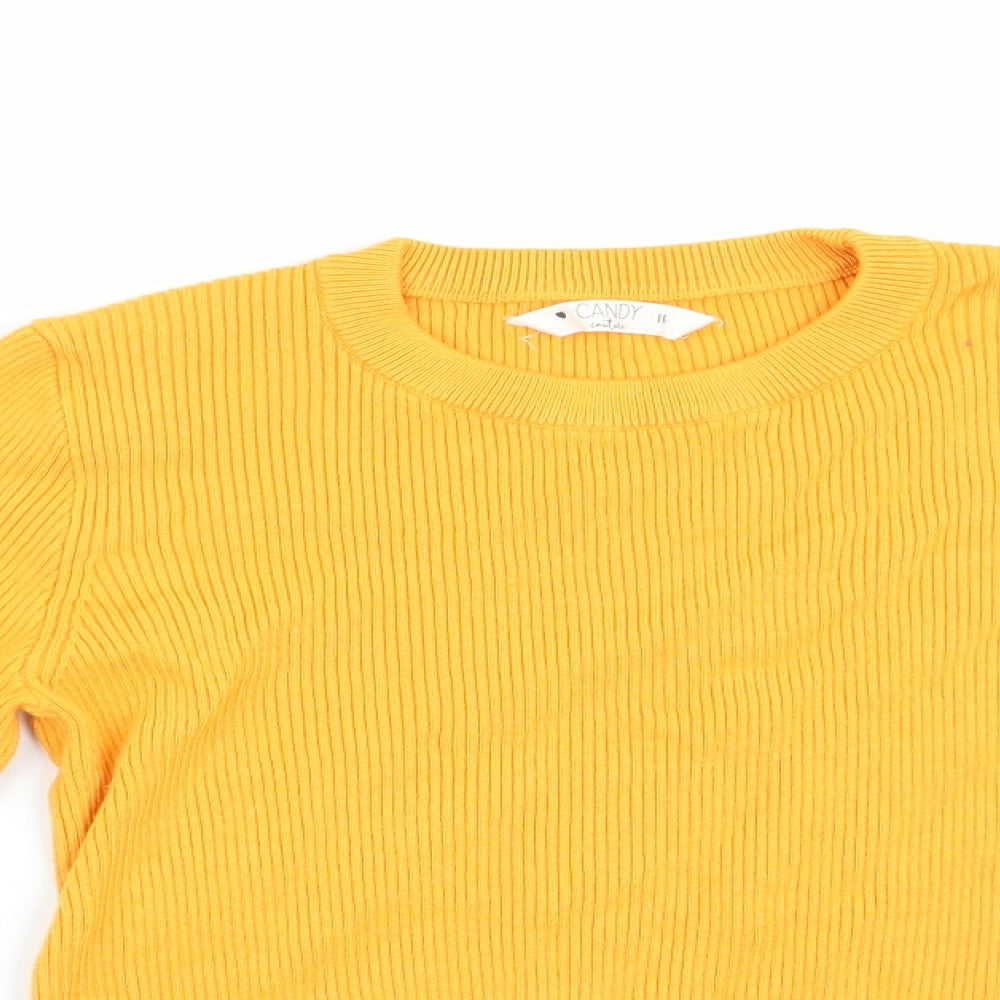Candy Couture Girls Gold Striped  Pullover Jumper Size 11 Years