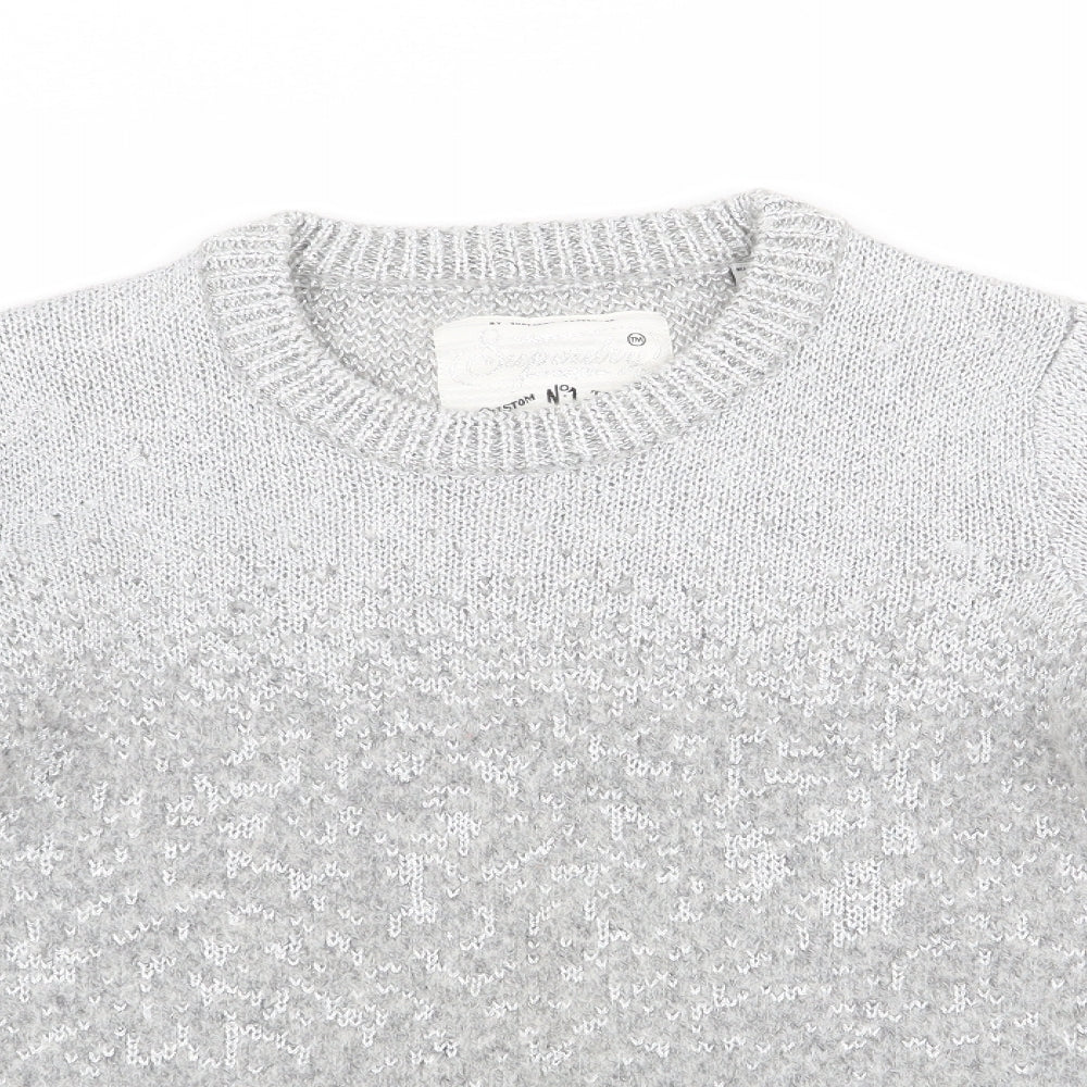 Superdry Womens Silver   Pullover Jumper Size S  - Subtle glitter effect