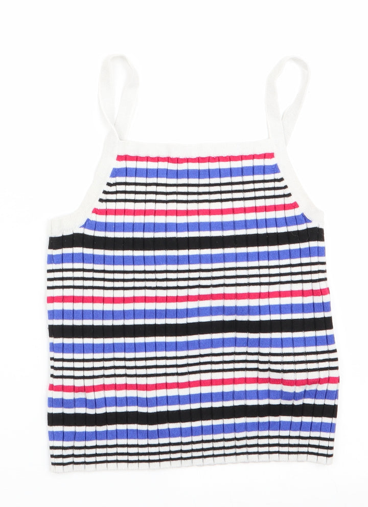 Divided Womens Blue Striped Vest Jumper Size 6