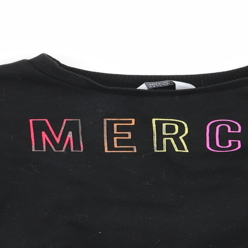 Primark Girls Black   Pullover Sweatshirt Size 8-9 Years  - Merci - cropped