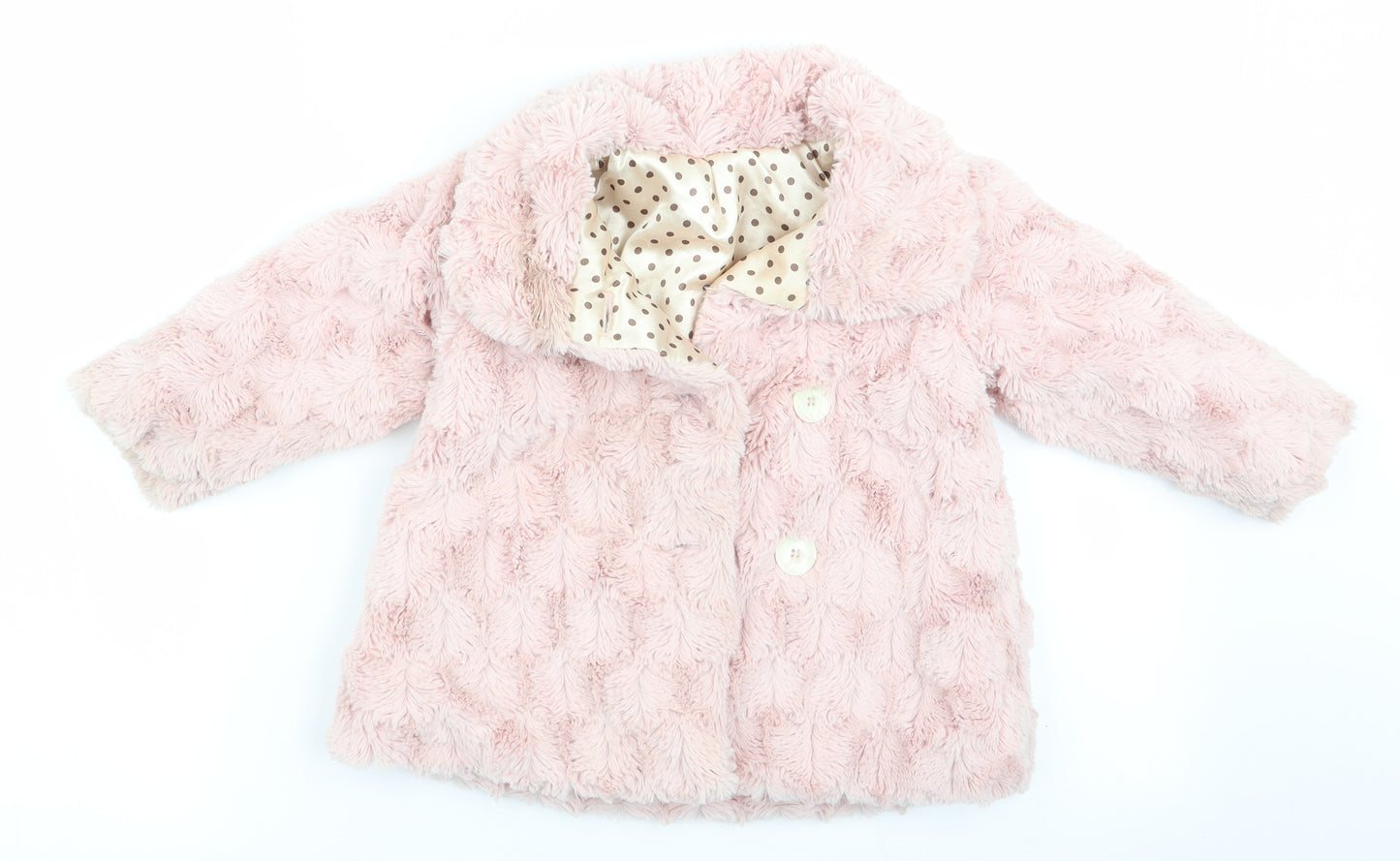 Nutmeg Girls Pink   Overcoat Coat Size 18-24 Months  - FLUFFY