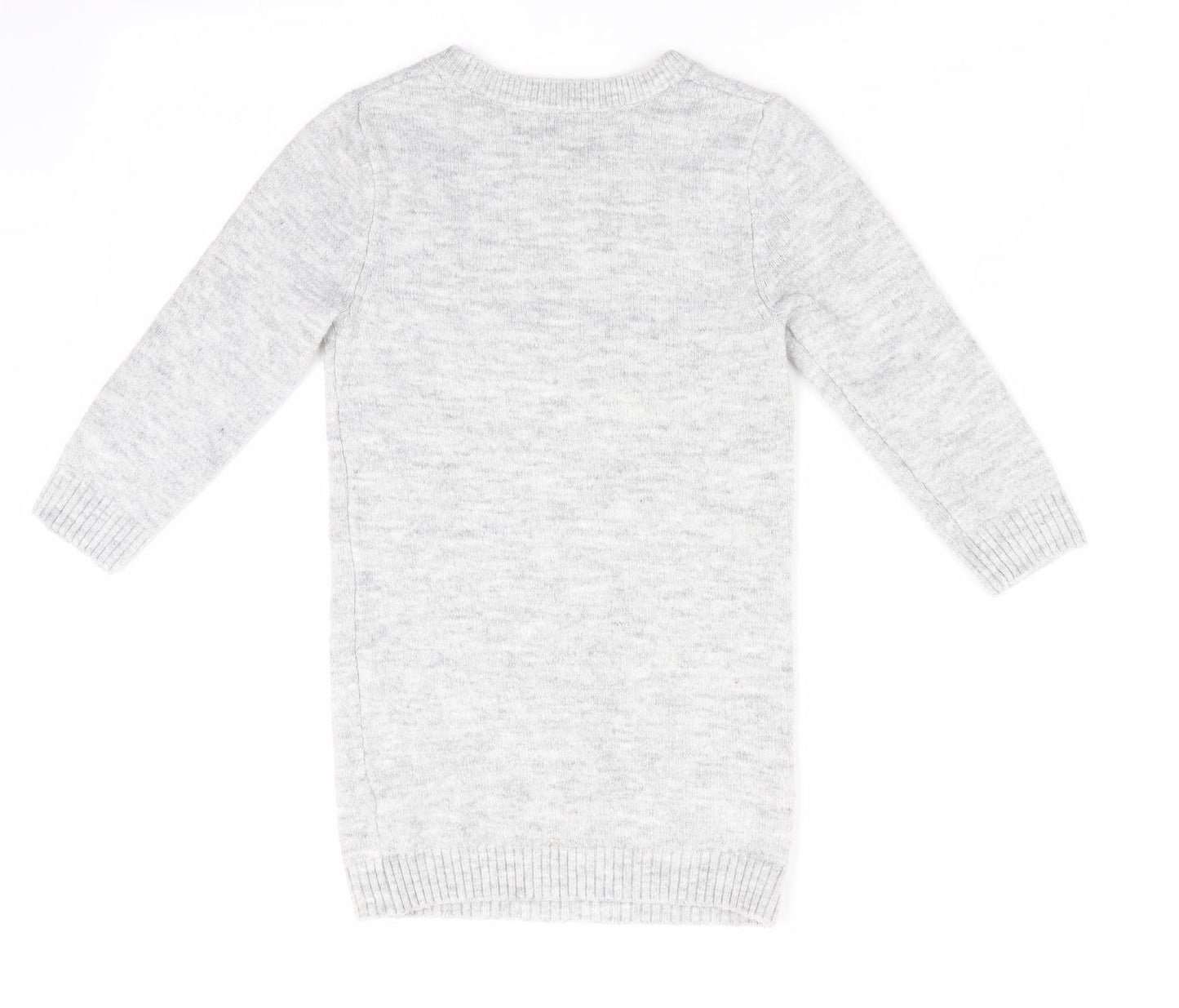 Nutmeg Girls Grey Animal Print  Pullover Jumper Size 3-4 Years  - Fox Face
