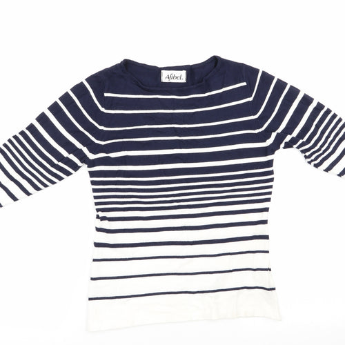 Afibel Womens Blue Striped  Pullover Jumper Size 10