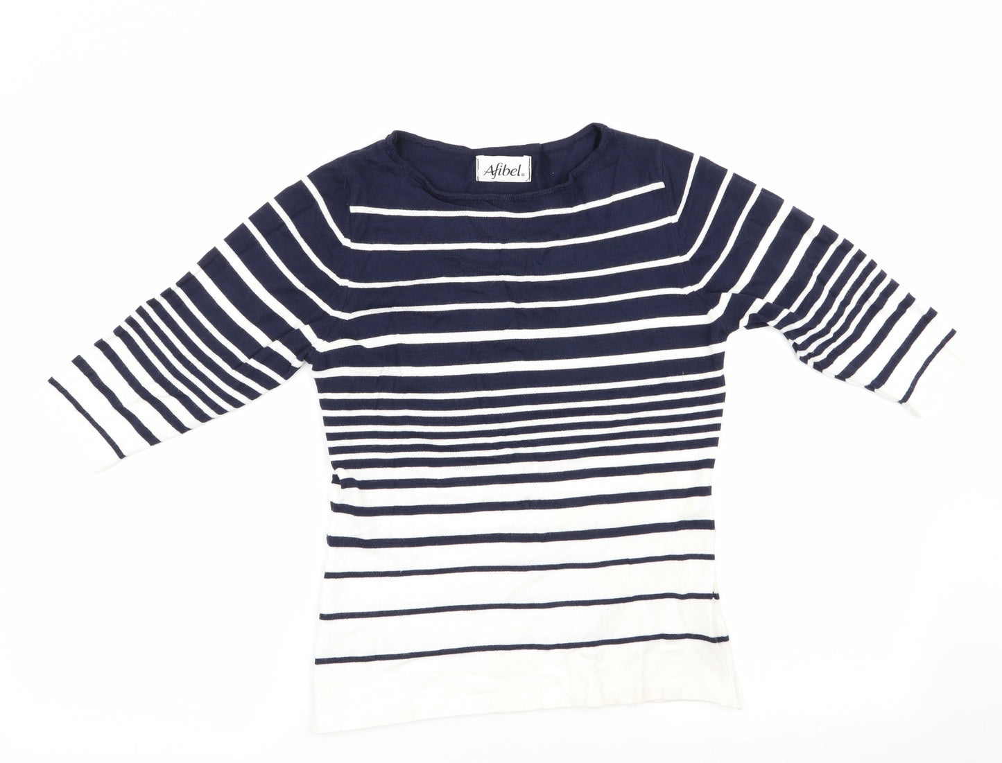 Afibel Womens Blue Striped  Pullover Jumper Size 10