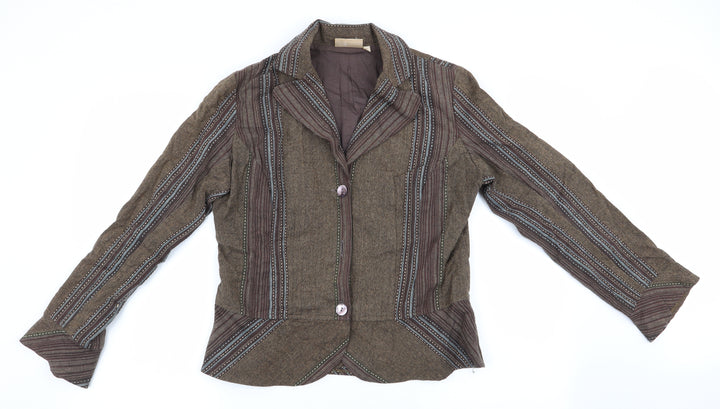 Adini Womens Brown Striped  Jacket  Size S