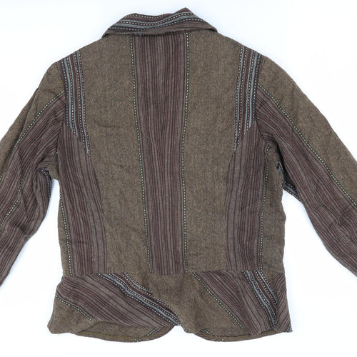 Adini Womens Brown Striped  Jacket  Size S