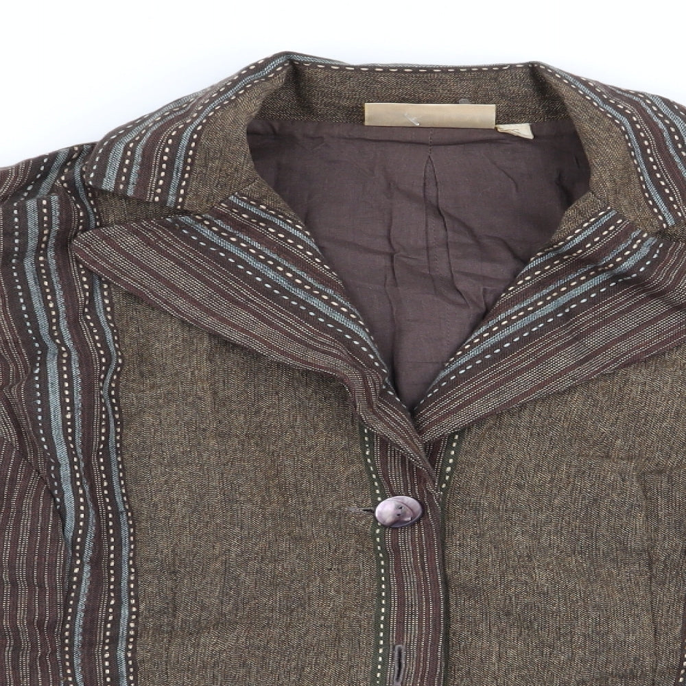 Adini Womens Brown Striped  Jacket  Size S