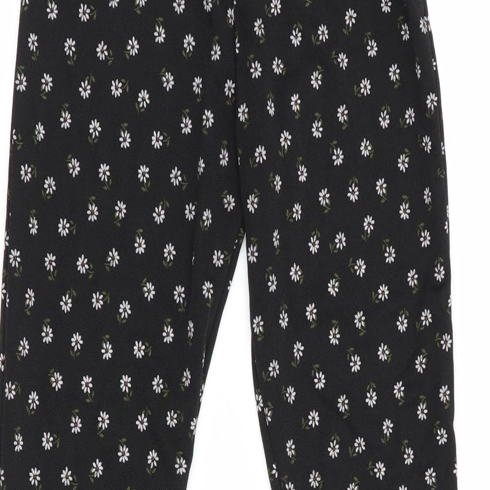 Nasty Girl Womens Black Floral  Trousers  Size 6 L30 in - Flared Trousers