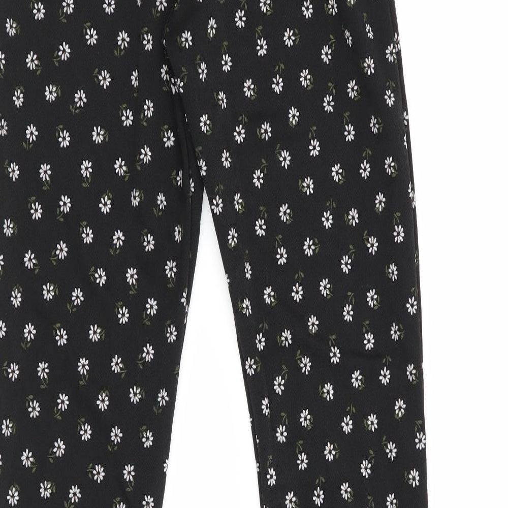 Nasty Girl Womens Black Floral  Trousers  Size 6 L30 in - Flared Trousers