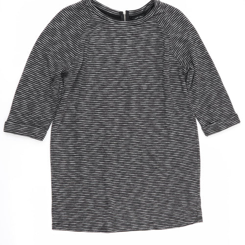 New Look Womens Black Striped  Jumper Dress  Size 14  - Back Zip