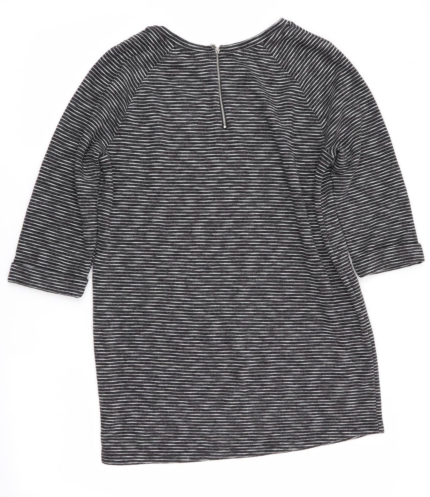 New Look Womens Black Striped  Jumper Dress  Size 14  - Back Zip