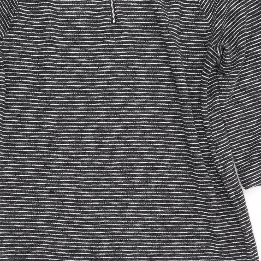 New Look Womens Black Striped  Jumper Dress  Size 14  - Back Zip