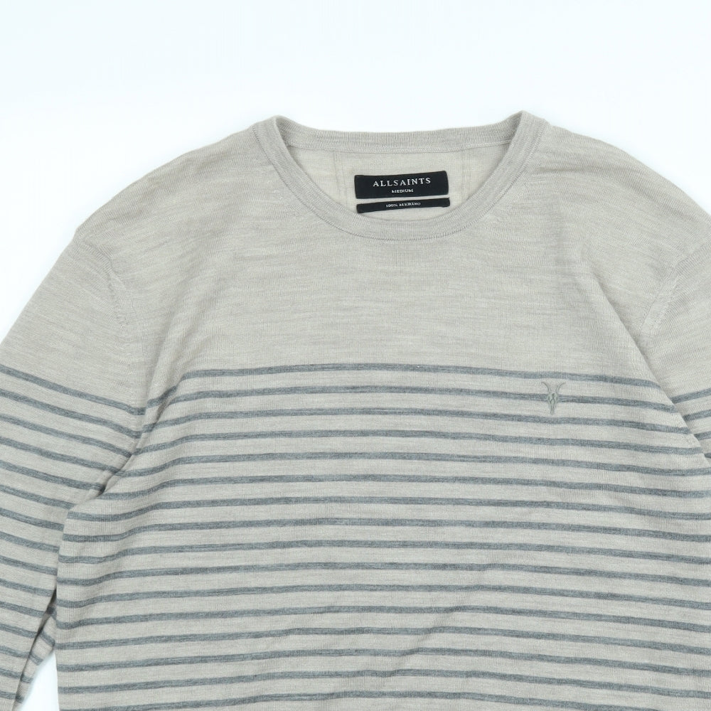 All Saints Mens Multicoloured Striped  Pullover Jumper Size M