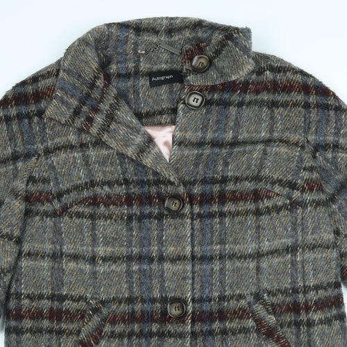 Autograph Womens Multicoloured Plaid  Overcoat Coat Size 8