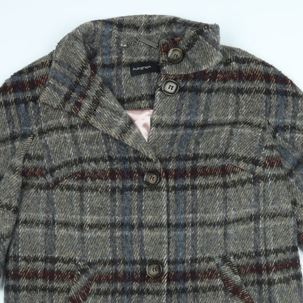 Autograph Womens Multicoloured Plaid  Overcoat Coat Size 8