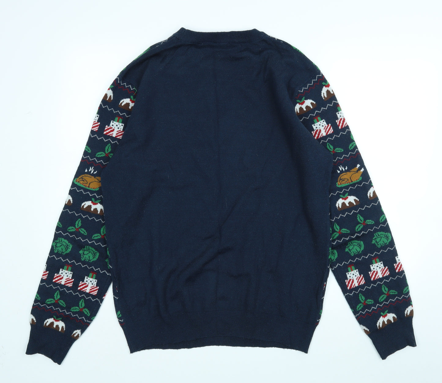 Peacocks Mens Blue   Pullover Jumper Size L  - Christmas Jumper