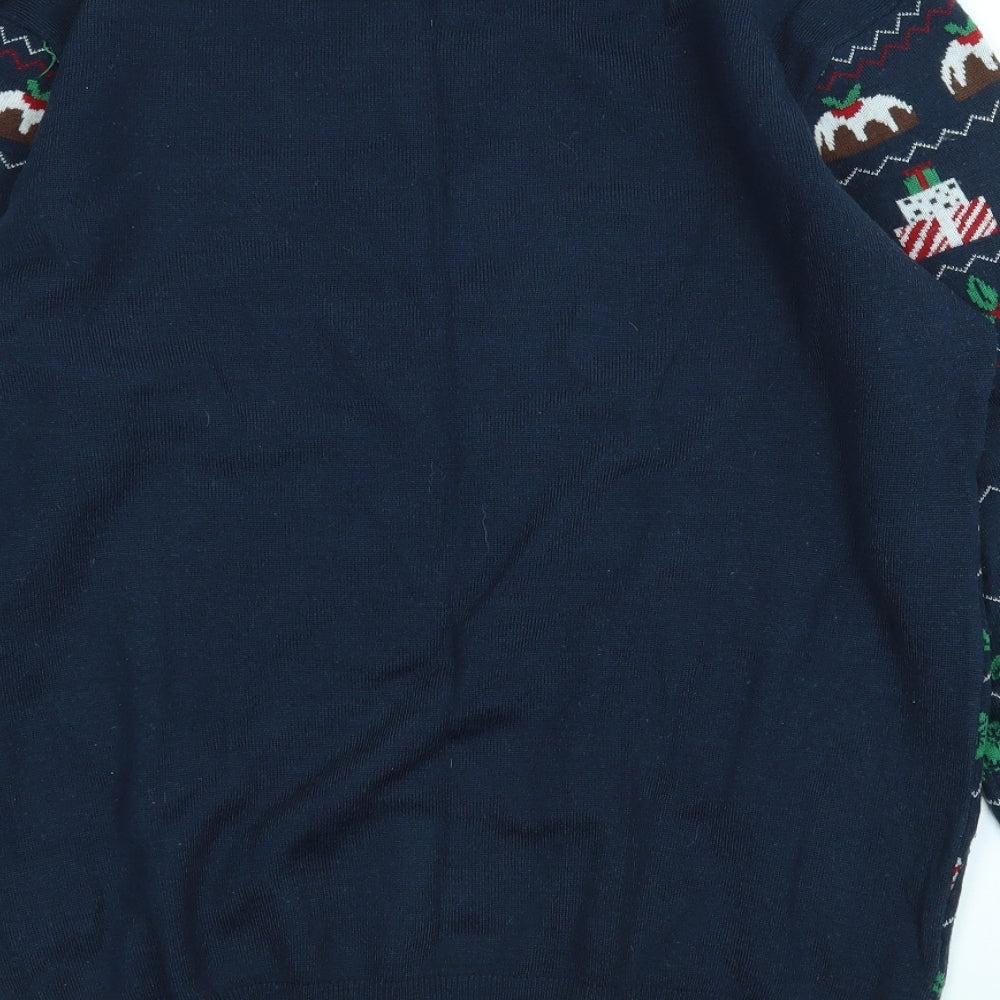 Peacocks Mens Blue   Pullover Jumper Size L  - Christmas Jumper