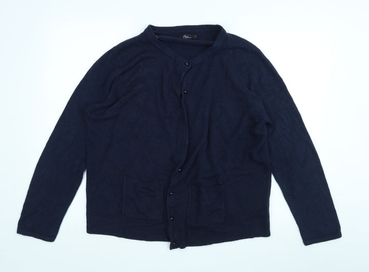 BM Womens Blue Cardigan Jumper Size L