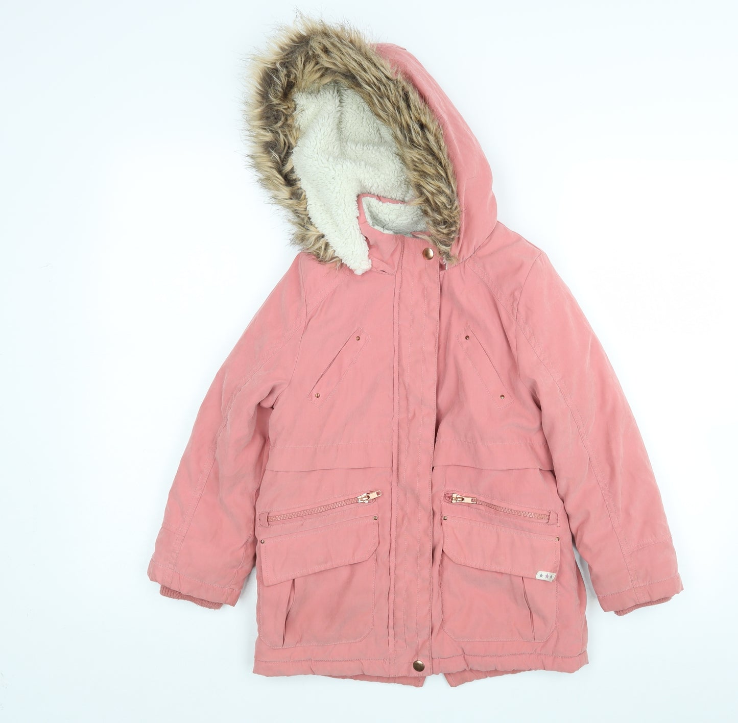 George Girls Pink   Parka Coat Size 6-7 Years