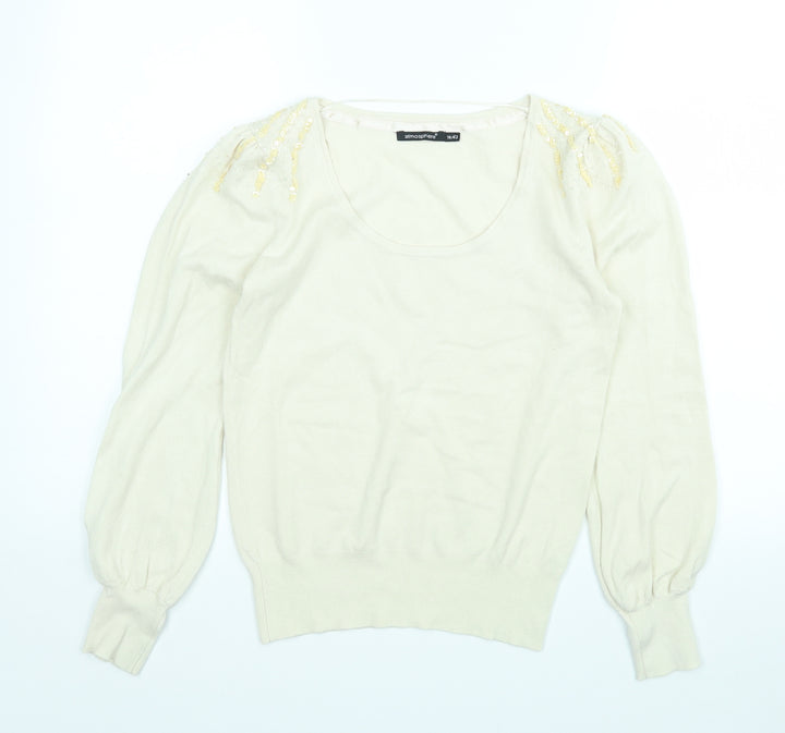 Atmosphere Womens Beige Pullover Jumper Size M