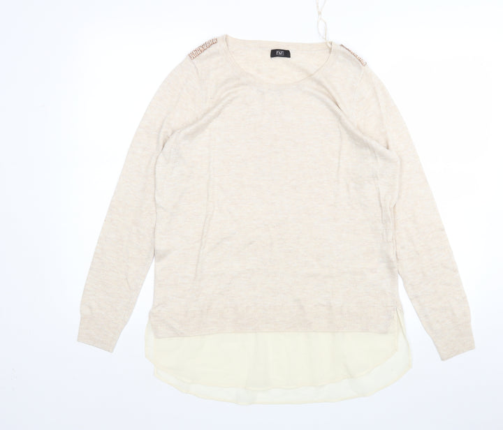 F&F Womens Beige Pullover Jumper Size 12