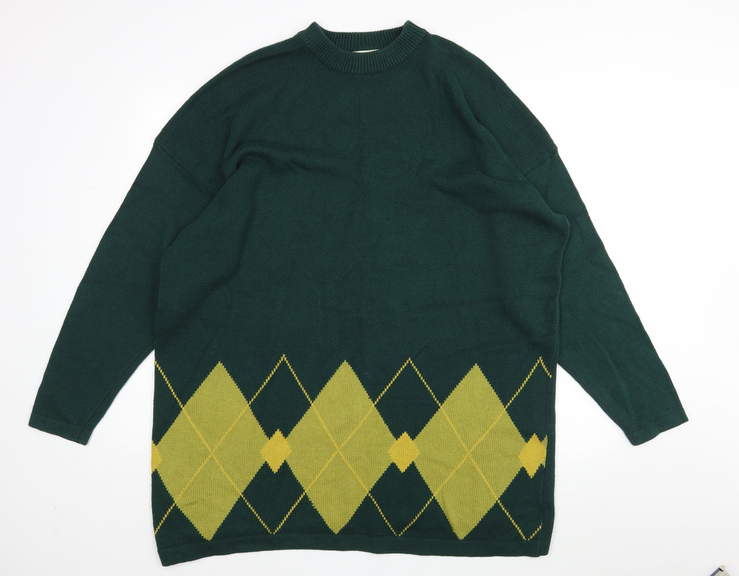 Ann Harvey Womens Green Argyle/Diamond  Pullover Jumper Size 22
